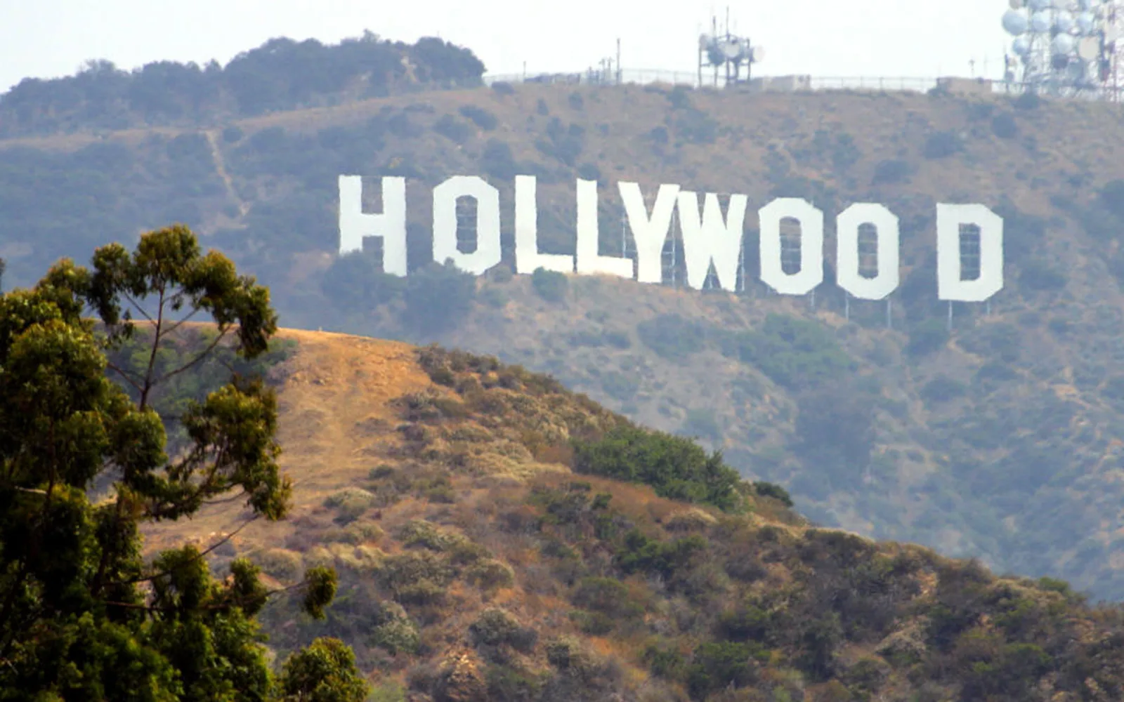The Hollywood Sign mounted on a hillside in Los Angeles
